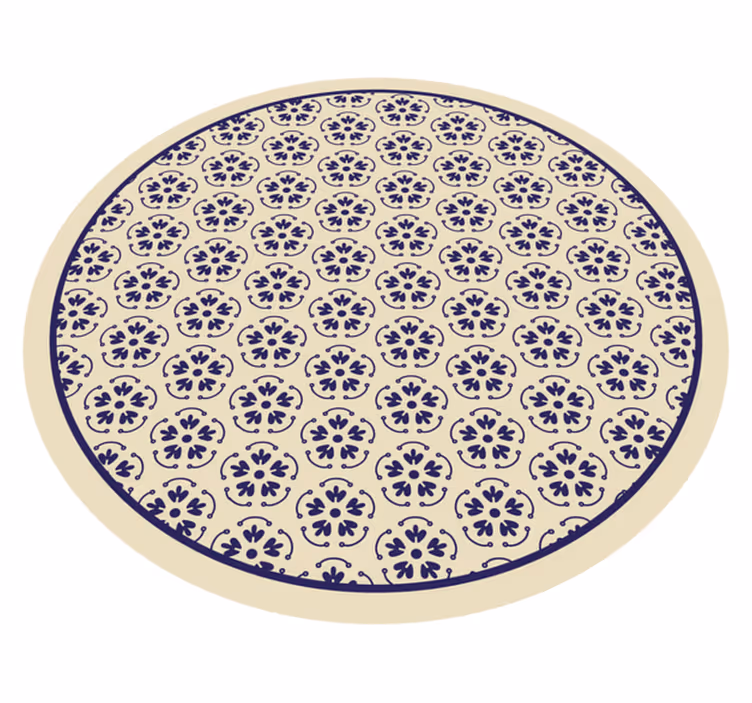 Cirkulært mosaikmønster Blomster og planter vinyltæppe - TenStickers