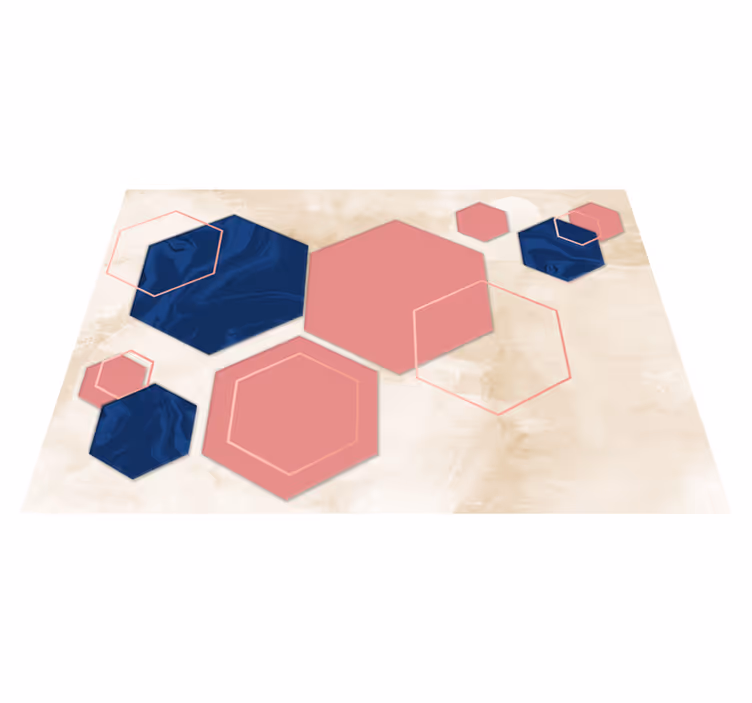 Pastel sekskanter geometrisk kunst stue tæppe - TenStickers