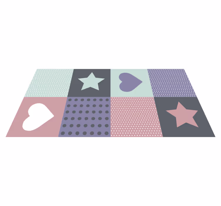 Stjerner og hjerter stjerne vinyl tæppe - TenStickers