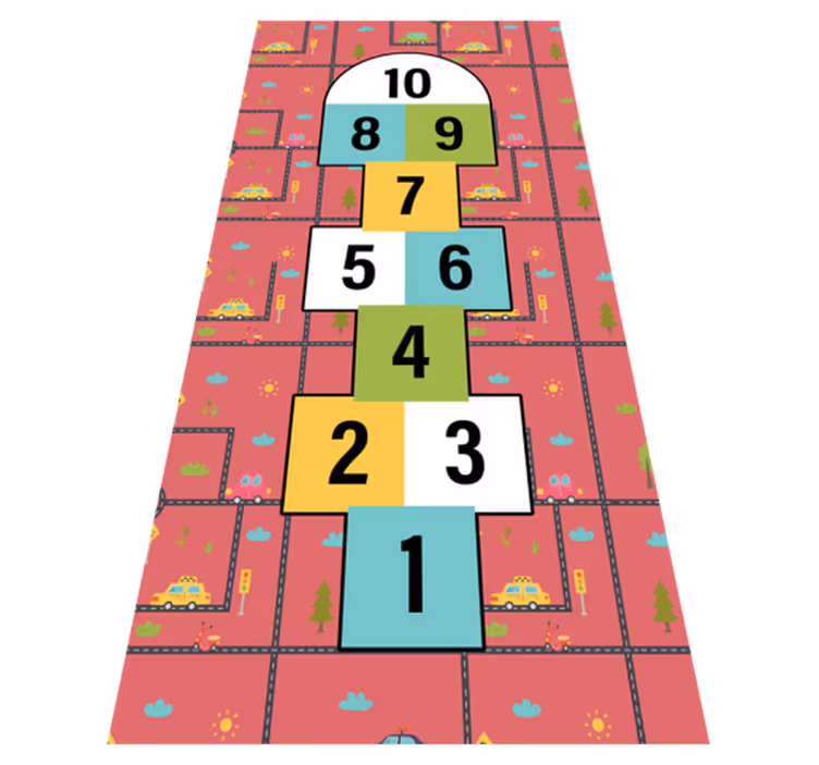 Hopscotch spilletid vinyl tæppe med spil - TenStickers