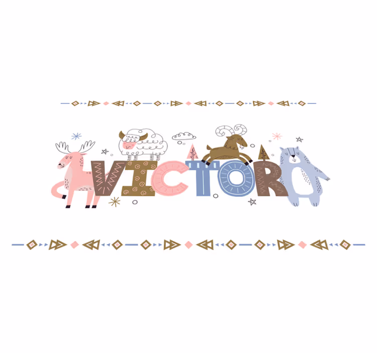 Personligt alpaca-tema vinyl tæppe med navn - TenStickers