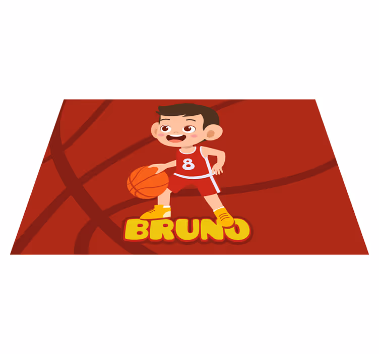 Basketball karakter vinyl tæppe med navn - TenStickers