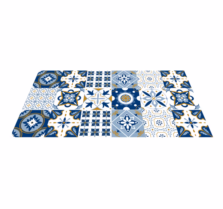 Farverigt mosaik geometrisk mønster vinyl tæppe - TenStickers