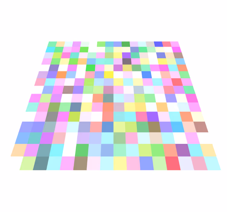 Farverige firkanter pixel mønster geometriske tæpper - TenStickers