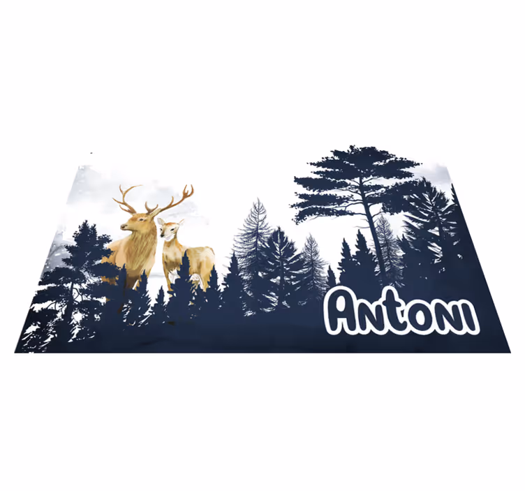 Skov fauna silhuet vinyl tæppe med navn - TenStickers