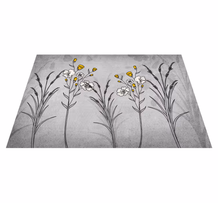 Blomsterskitse detalje Blomster og planter vinyltæppe - TenStickers