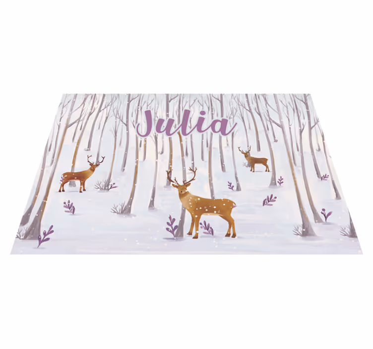 Vinter skovlandskab vinyl tæppe med navn - TenStickers
