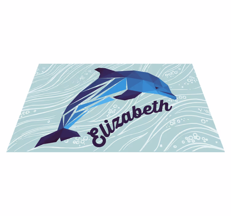 Personlig delfin vinyl tæppe med navn - TenStickers