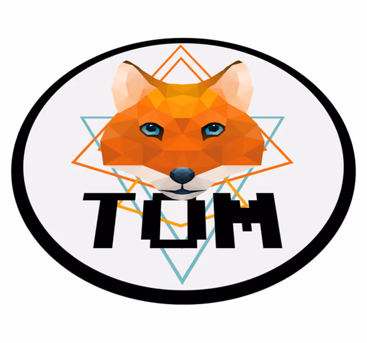 Geometrisk rævecirkel vinyl tæppe med navn - TenStickers