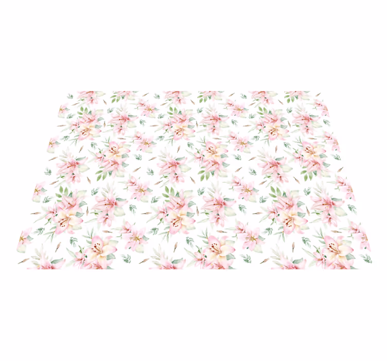 Pink akvarel liljer blomstertæppe - TenStickers