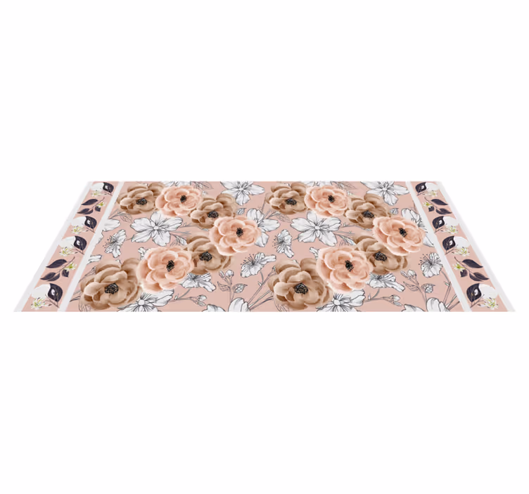 Floral botanisk elegance Blomster og planter vinyltæppe - TenStickers