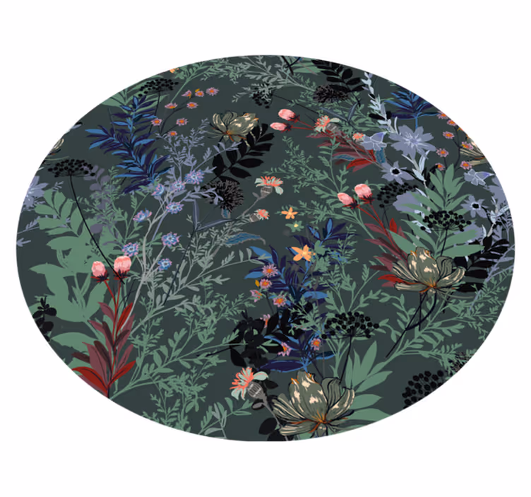 Mørkt blade mønster blomstertæppe - TenStickers