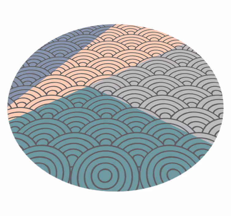 Scalloped bølge mønster geometriske vinyl tæppe - TenStickers