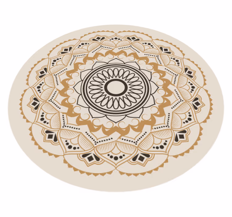 Beige mandala rundt design vinyl tæppe - TenStickers