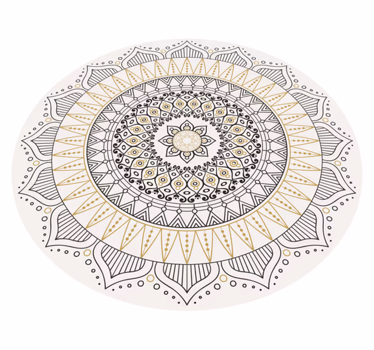 Geometrisk brun og gul cirkel mandala vinyltæpper - TenStickers