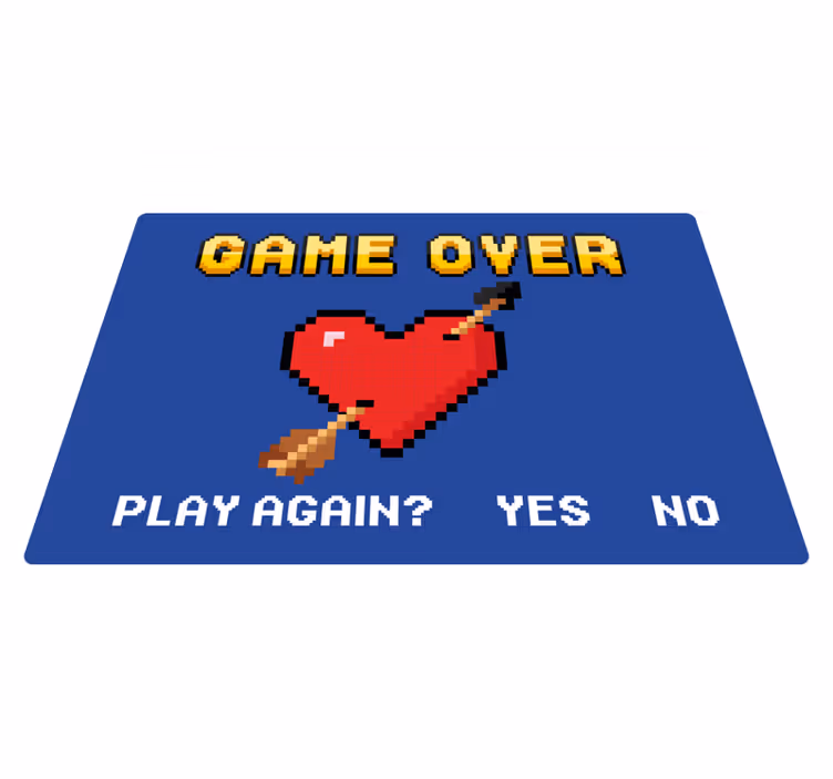 Pixelated Heart Game Over vinyl tæppe - TenStickers