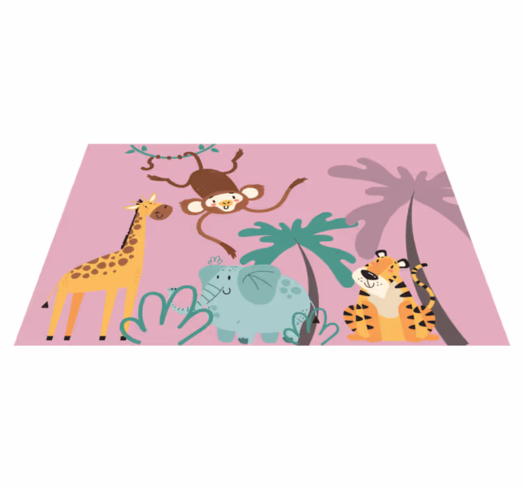 Farverige tegneserie safari dyr vinyltæpper - TenStickers