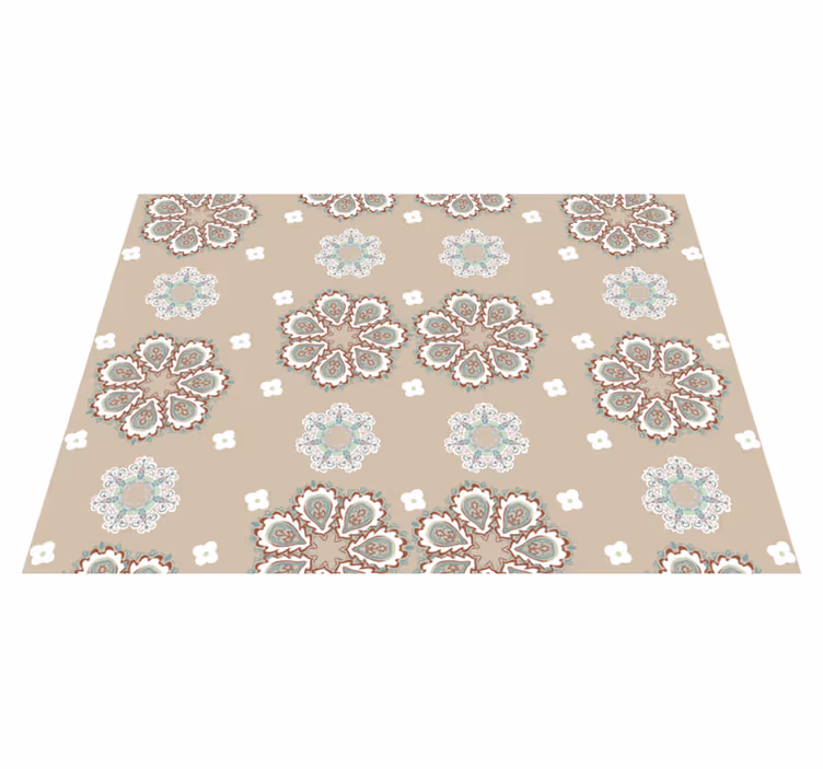 Mosaik blomstret elegant mønster vinyltæppe - TenStickers