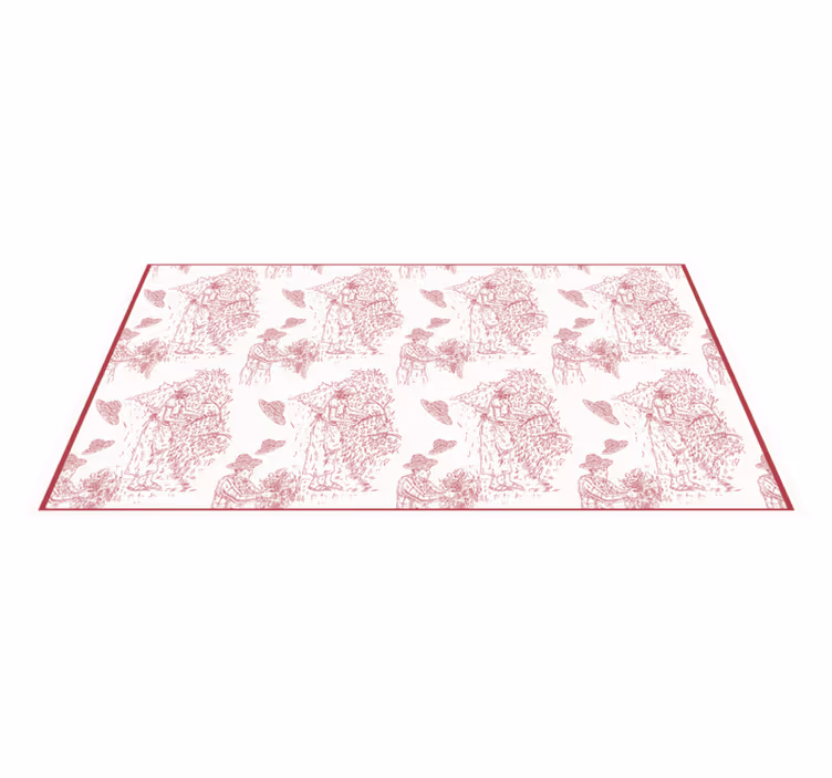 Pastoral scene toile pattern vintage vinyl tæppe - TenStickers