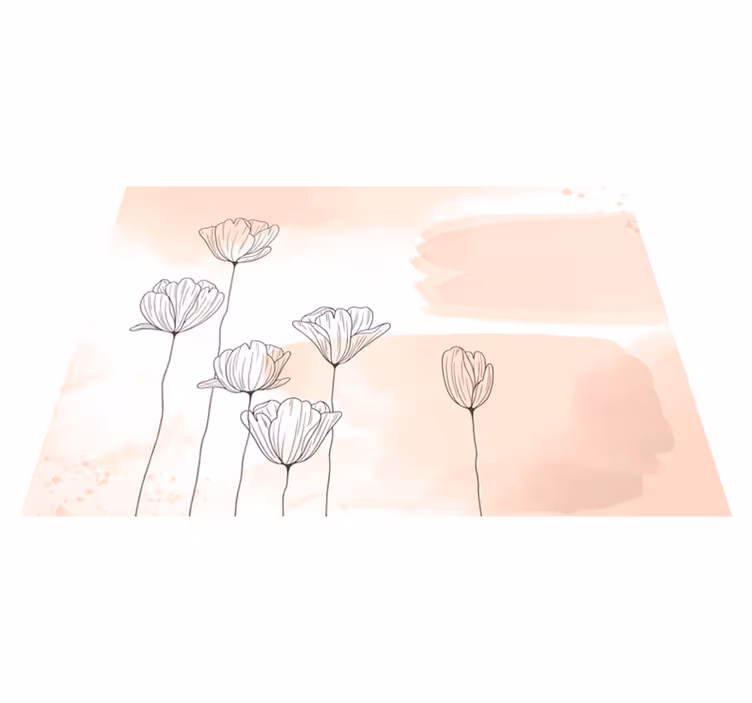 Blomster linje Blomster og planter vinyltæppe - TenStickers