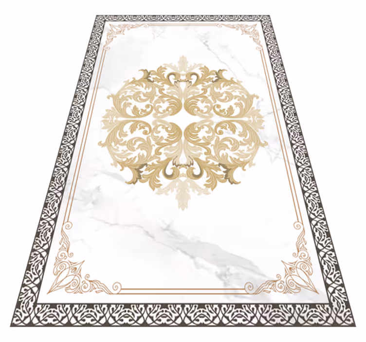 Elegant guld blomstre marmor vinyl tæppe - TenStickers