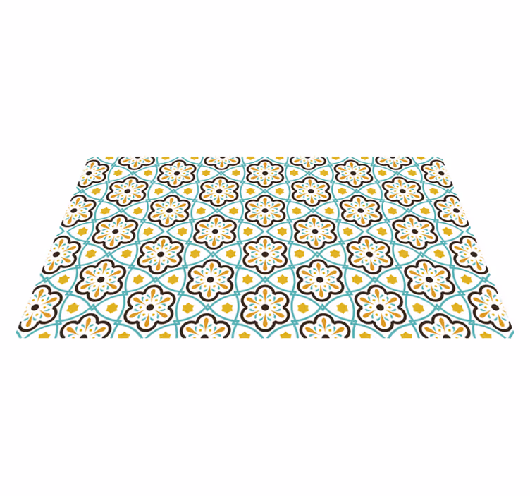 Mønster inspireret af blomster fliseeffekt vinyltæpper - TenStickers