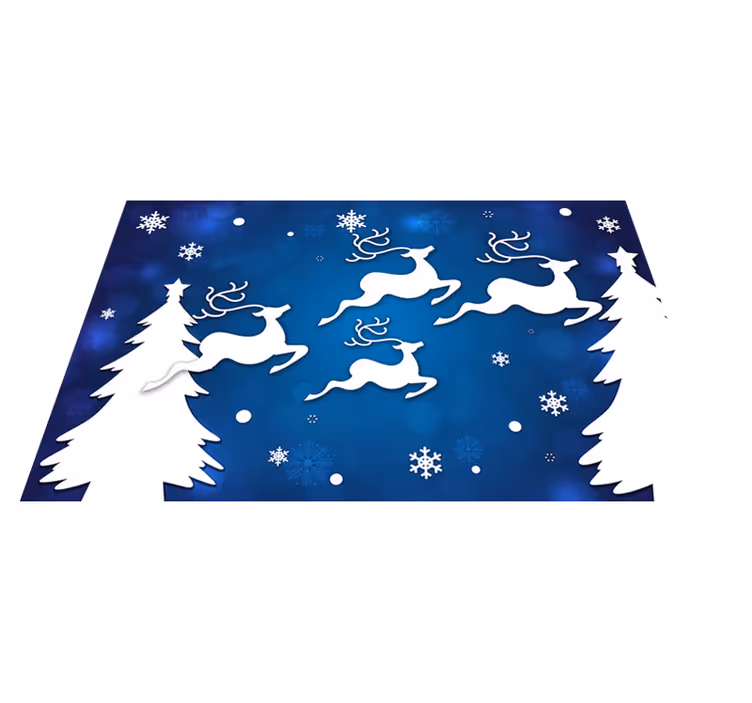 Reindeer flyver på blå baggrund jul vinyltæpper - TenStickers