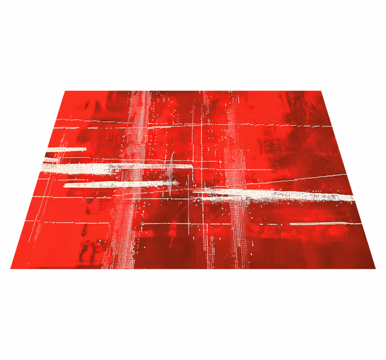 Moderne linjemønster rød vinyl tæppe - TenStickers