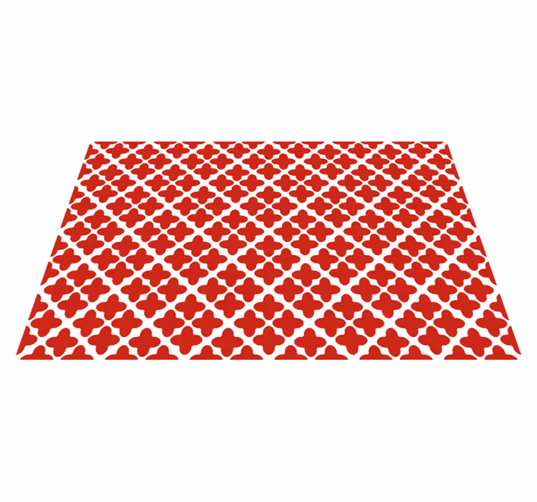 Hvidt geometrisk mønster rød vinyl tæppe - TenStickers
