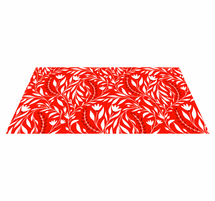 Blomsterblad design rød vinyl tæppe - TenStickers