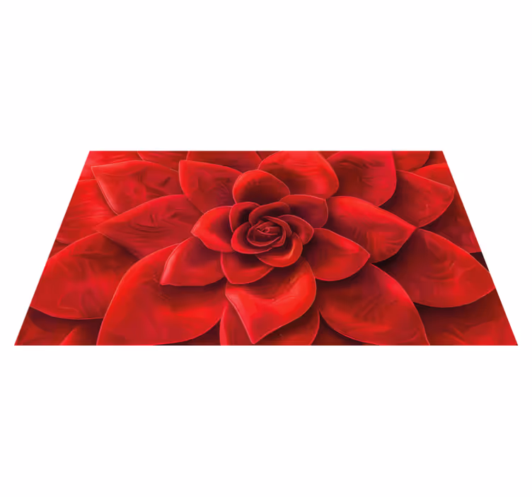 Design af blomsterblade rød vinyl tæppe - TenStickers