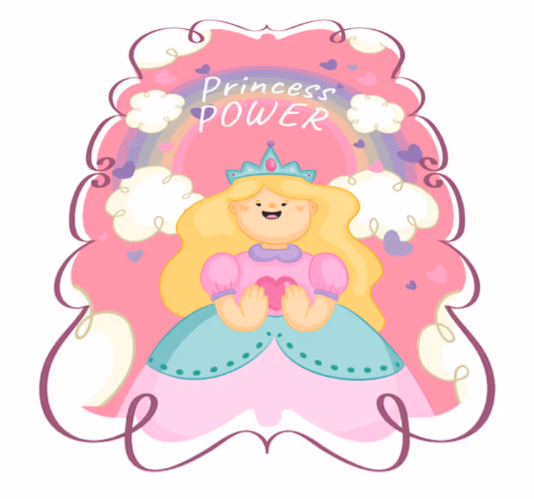 Prinsesse power legemåtte tæppe til børneværelse - TenStickers