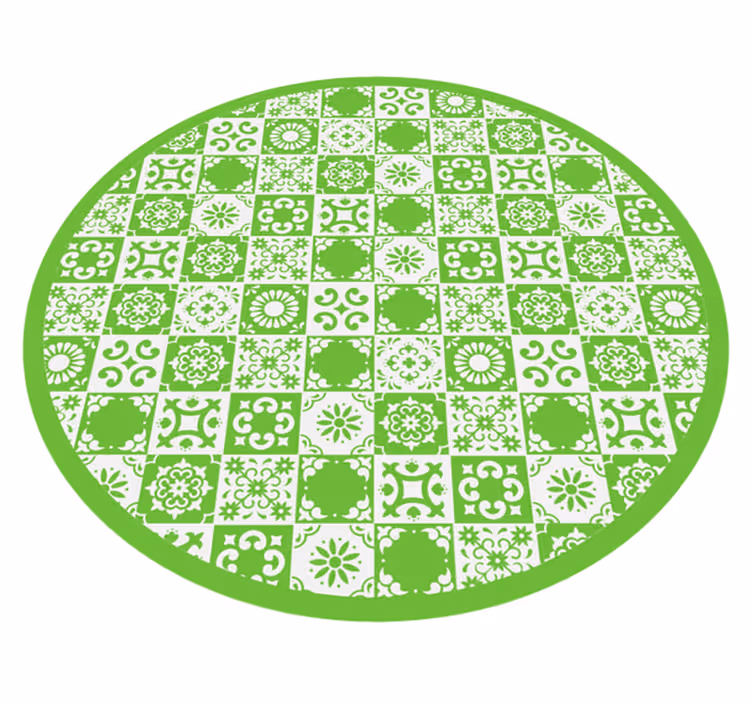 Geometrisk mosaik cirkel vinyl tæppe med fliseeffekt - TenStickers