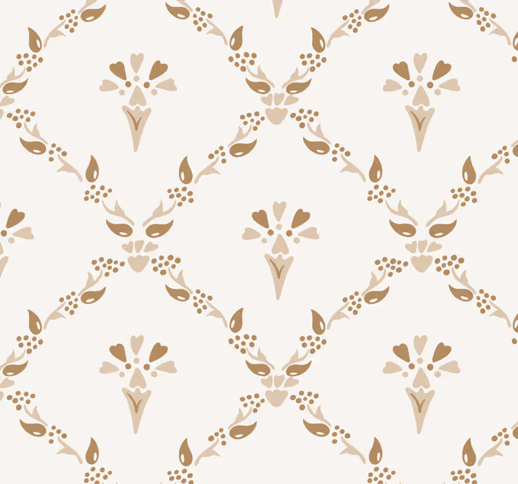 Sekskantet blomstermønster beige tapet - TenStickers
