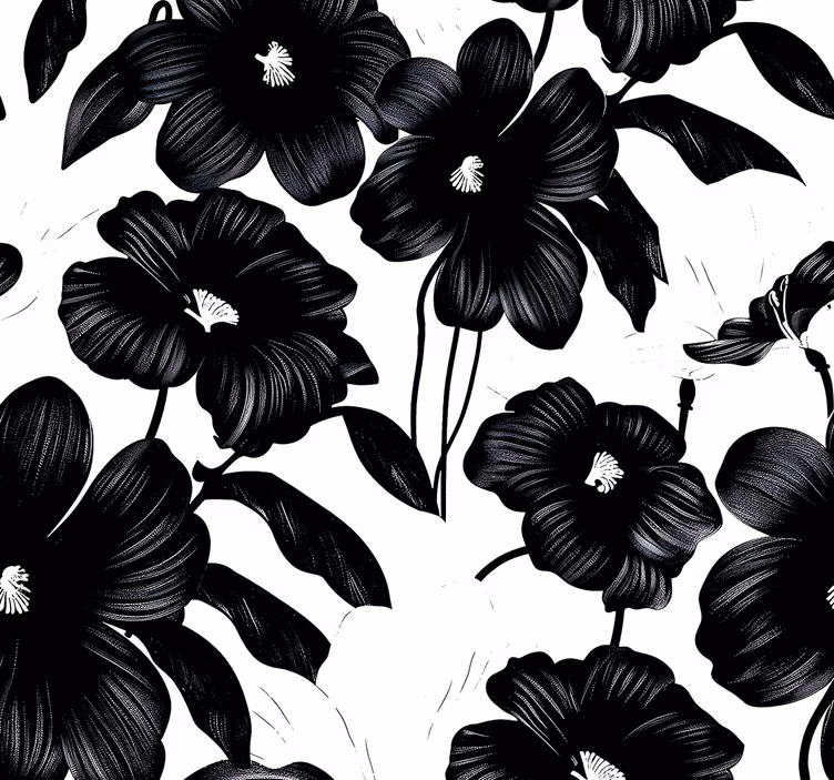 Blomster tapet sort valmue - TenStickers