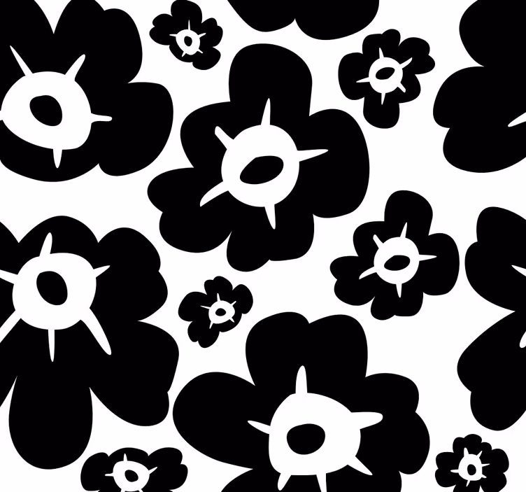 Sort valmue blomster tapet - TenStickers