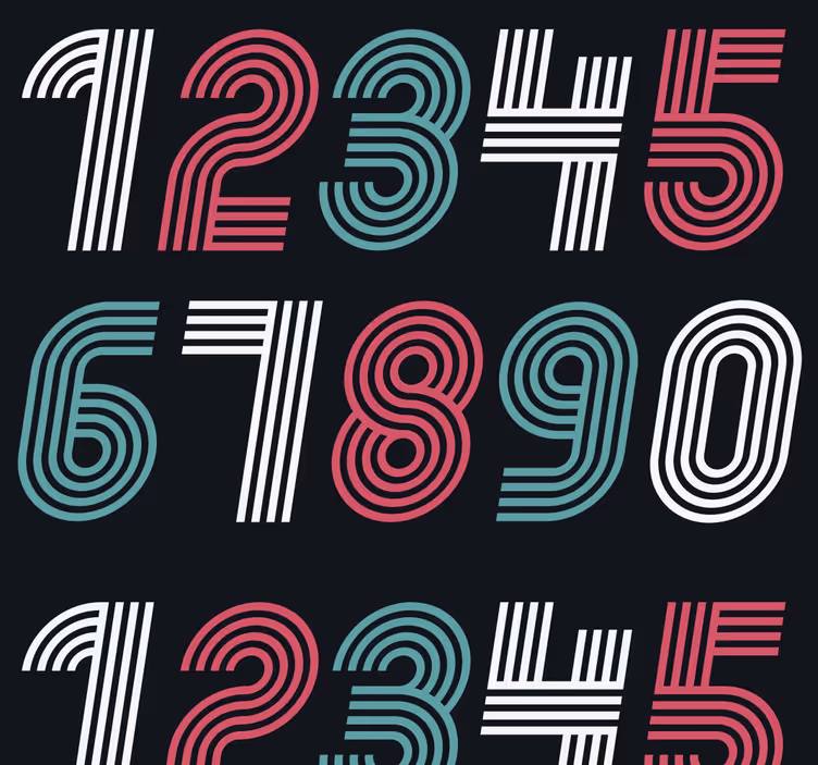 Nummermønster design retro tapet - TenStickers