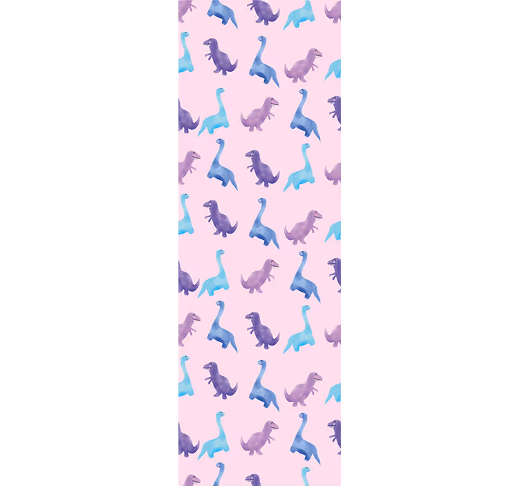 Pink børnehave mønster dinosaur tapet - TenStickers