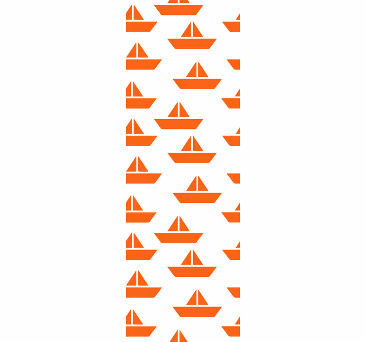 Orange sejlbådsmotiv tapet børneværelset - TenStickers