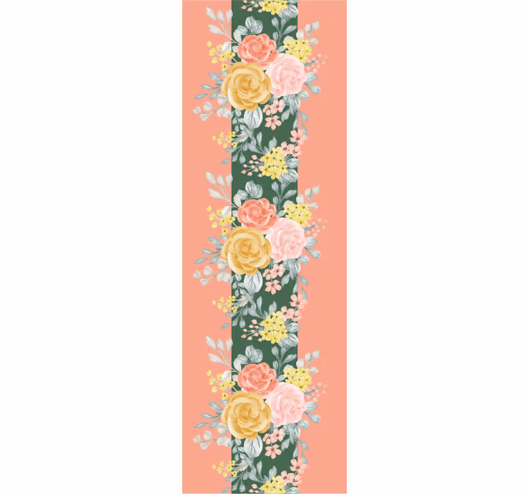 Roser og grønt blomster tapet - TenStickers