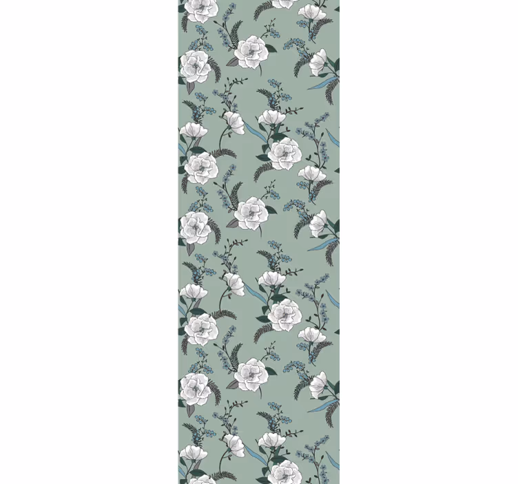 Elegant blomstrende grønt motiv blomster tapet - TenStickers