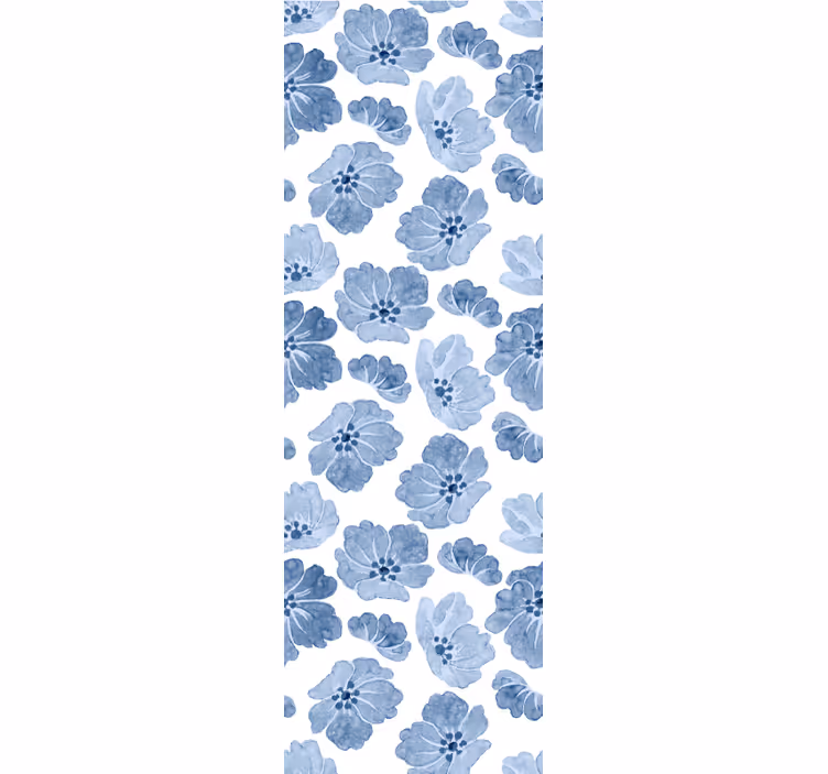 Blåt og hvidt blomstermønster blomster tapet - TenStickers