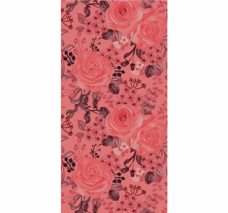 Lyserøde roser blomstre blomster tapet - TenStickers