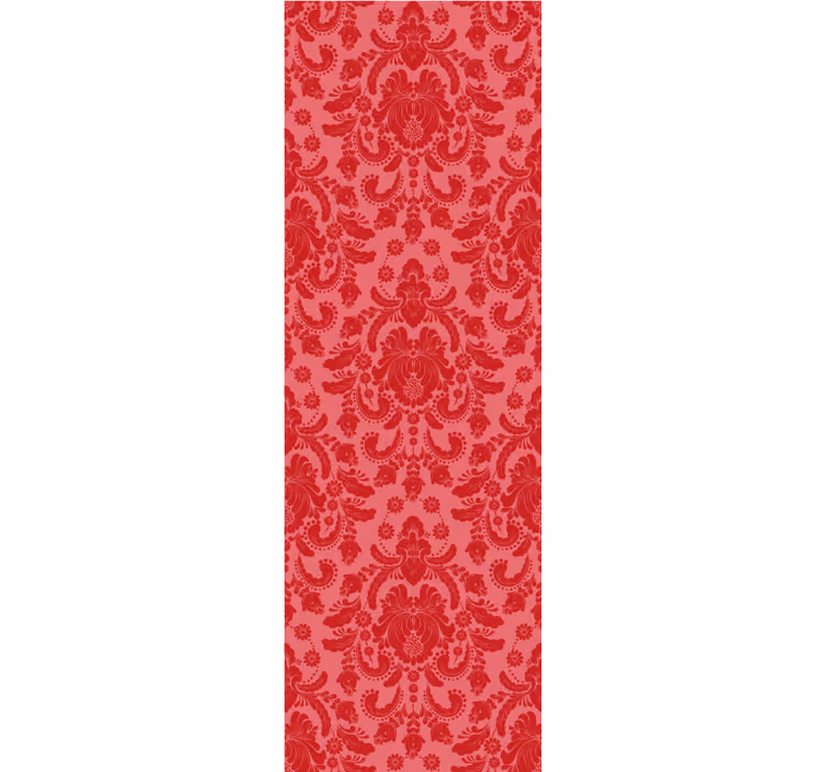 Rød blomster damasco tapet klassisk stil - TenStickers
