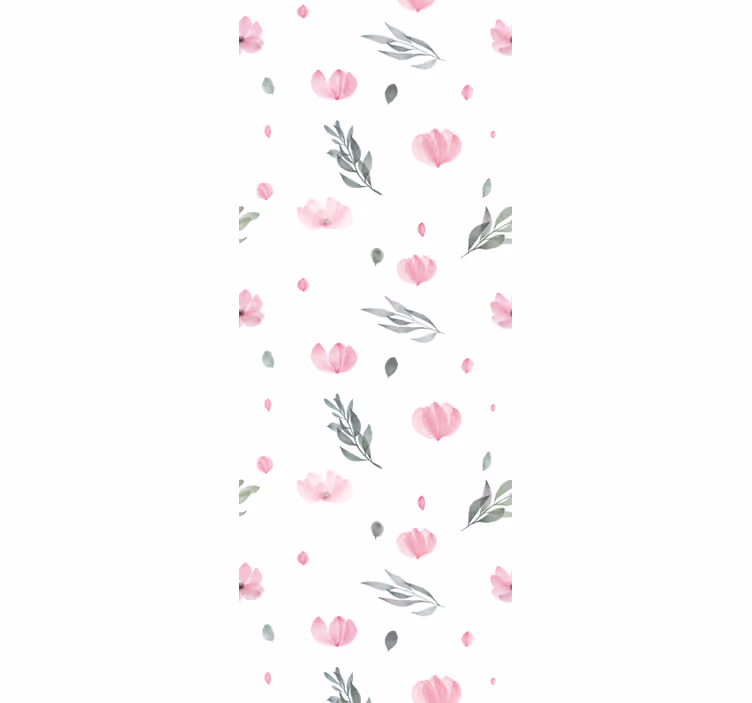 Blomster tapet sarte lyserøde blomster - TenStickers