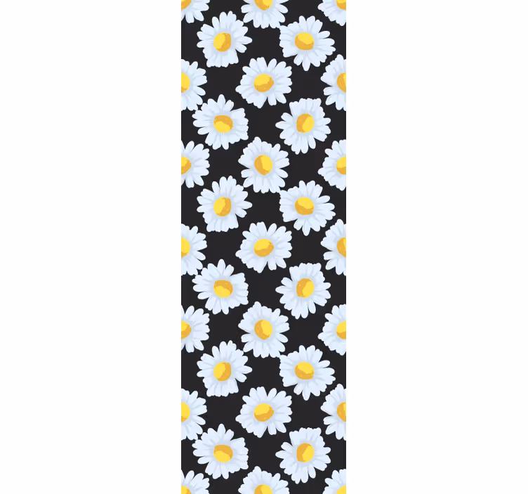 Sort tusindfryd blomstrer blomster tapet - TenStickers