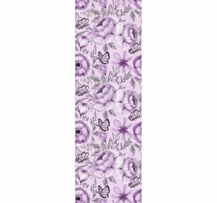 Blomster tapet med blomstrende sommerfugle - TenStickers