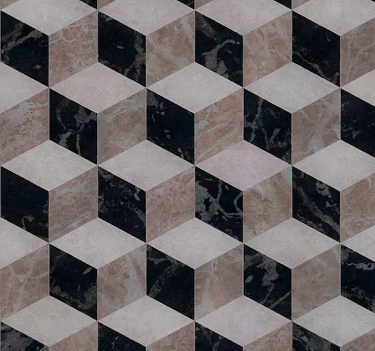 Geometrisk terning arrangement metal tapet - TenStickers