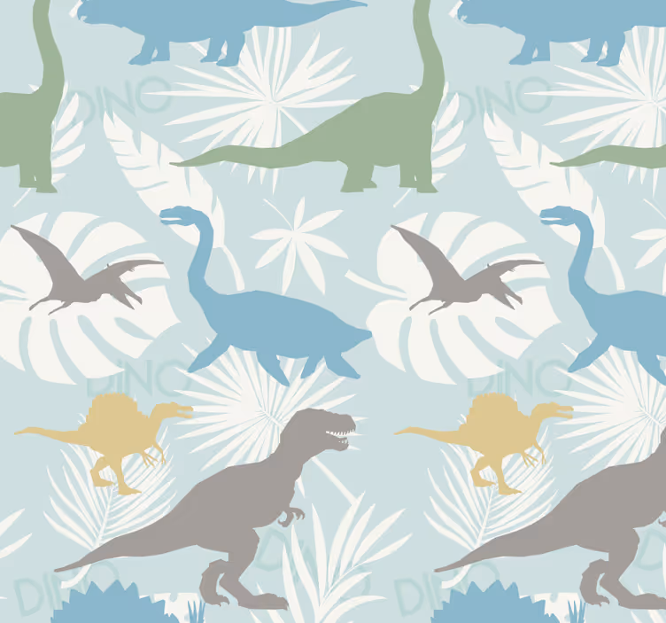 Pastelfarvet mønster dinosaur tapet - TenStickers