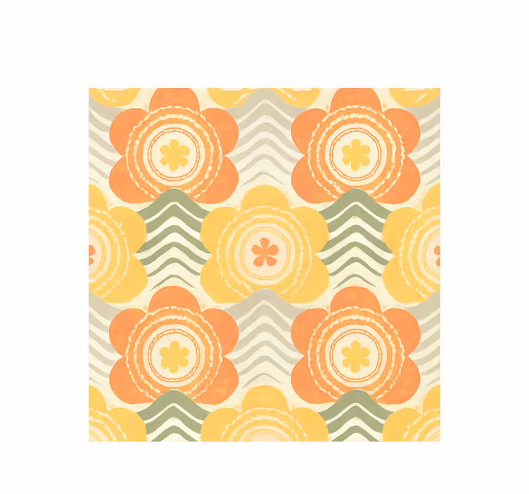 Blomstrende retro-stil fra 1970'erne retro tapet - TenStickers